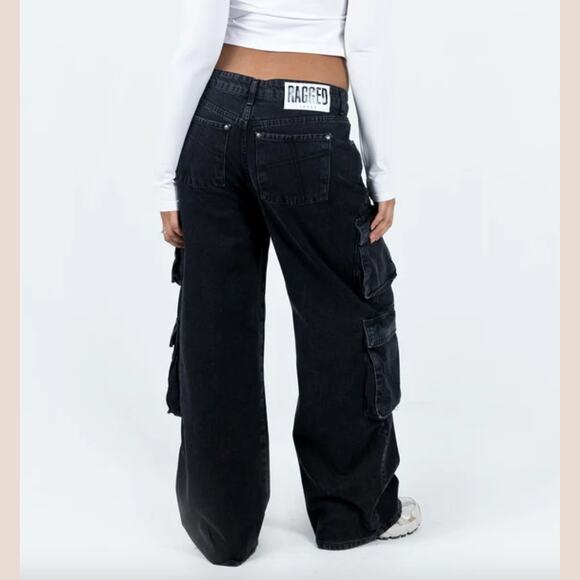 The Ragged Priest Black Combat Cargo Jeans Charcoal Size 26 NEW NWT - Picture 3 of 9